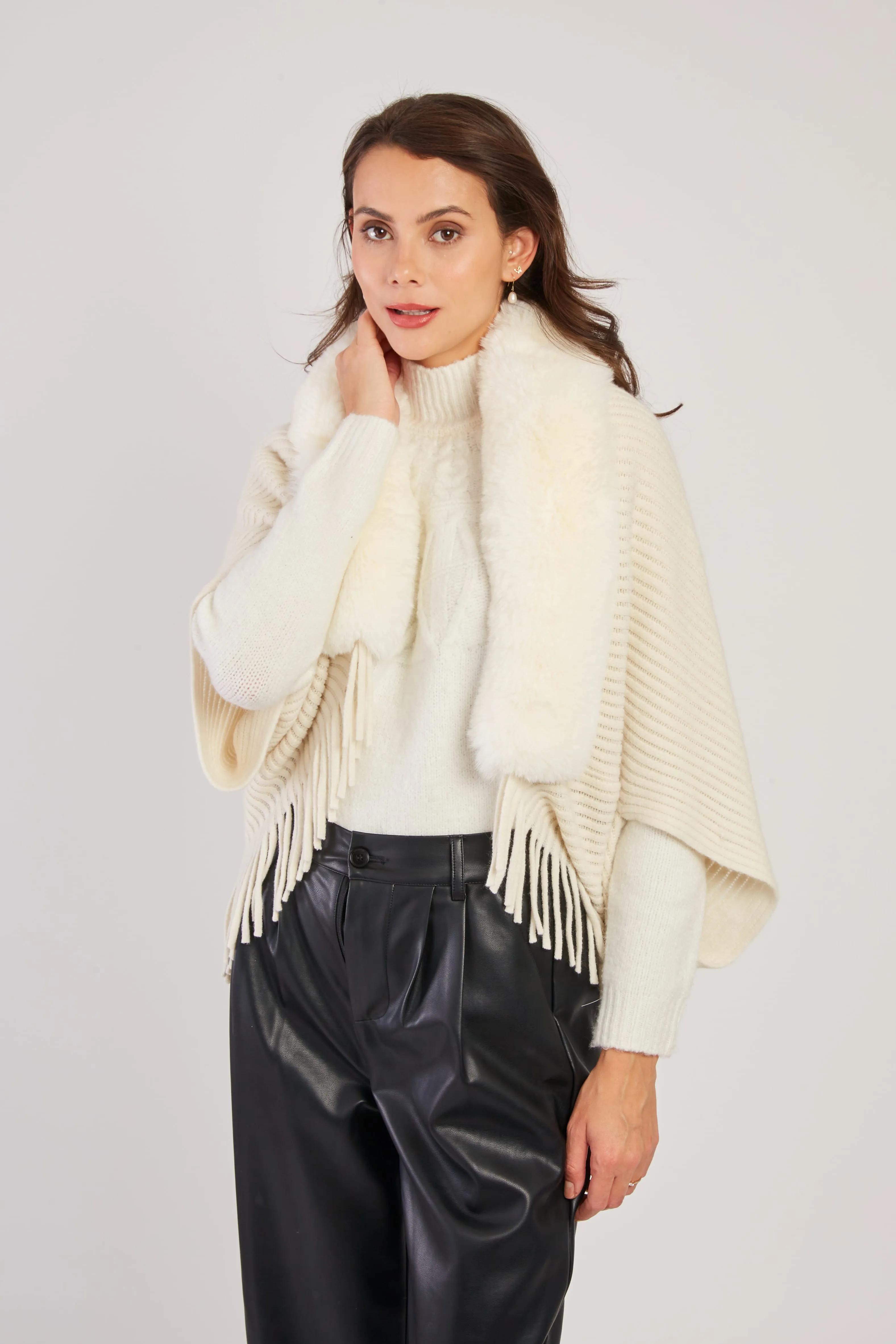 Nelly Faux Fur Shrug/Shawl  -Kelly Green