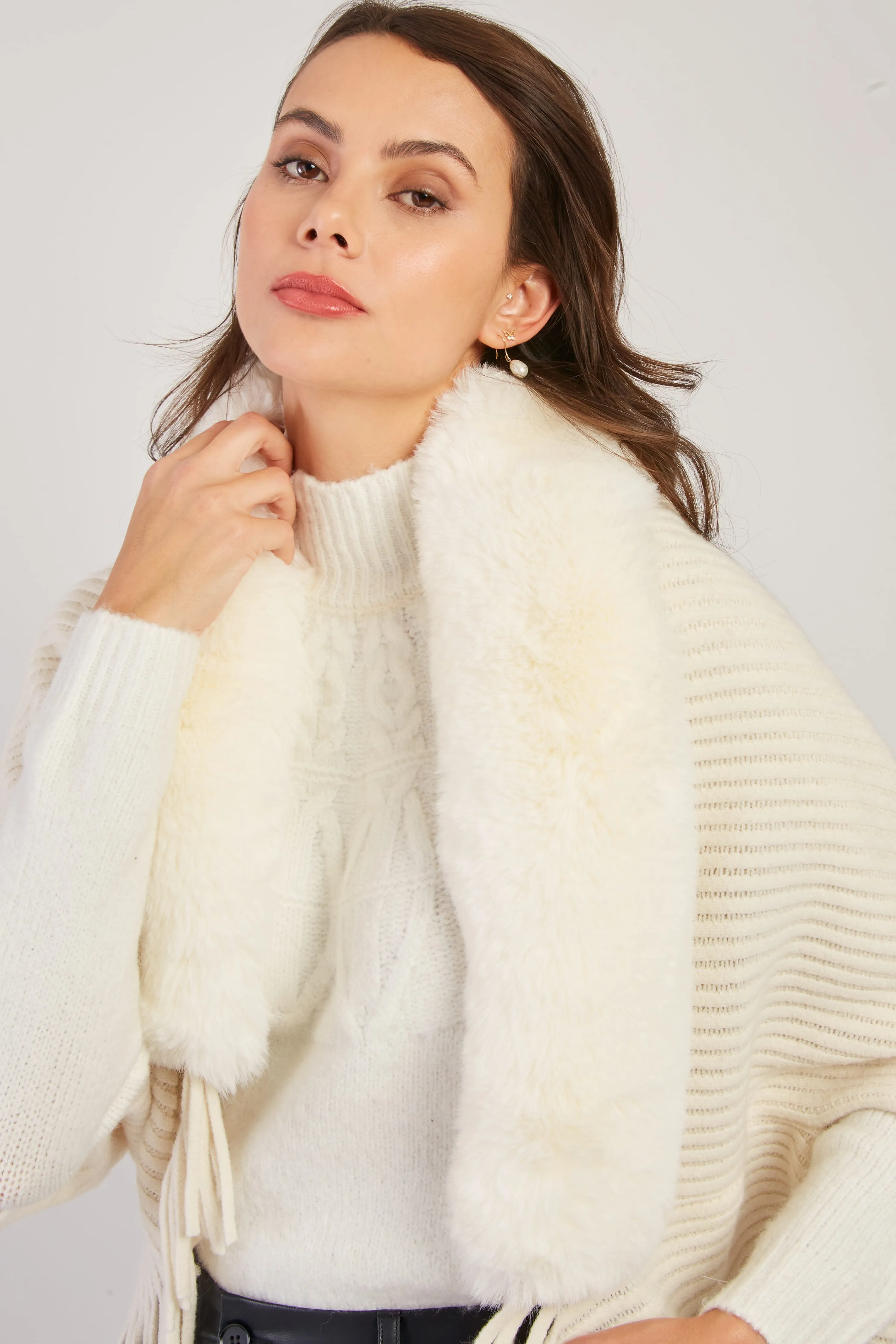 Nelly Faux Fur Shrug/Shawl  -Kelly Green