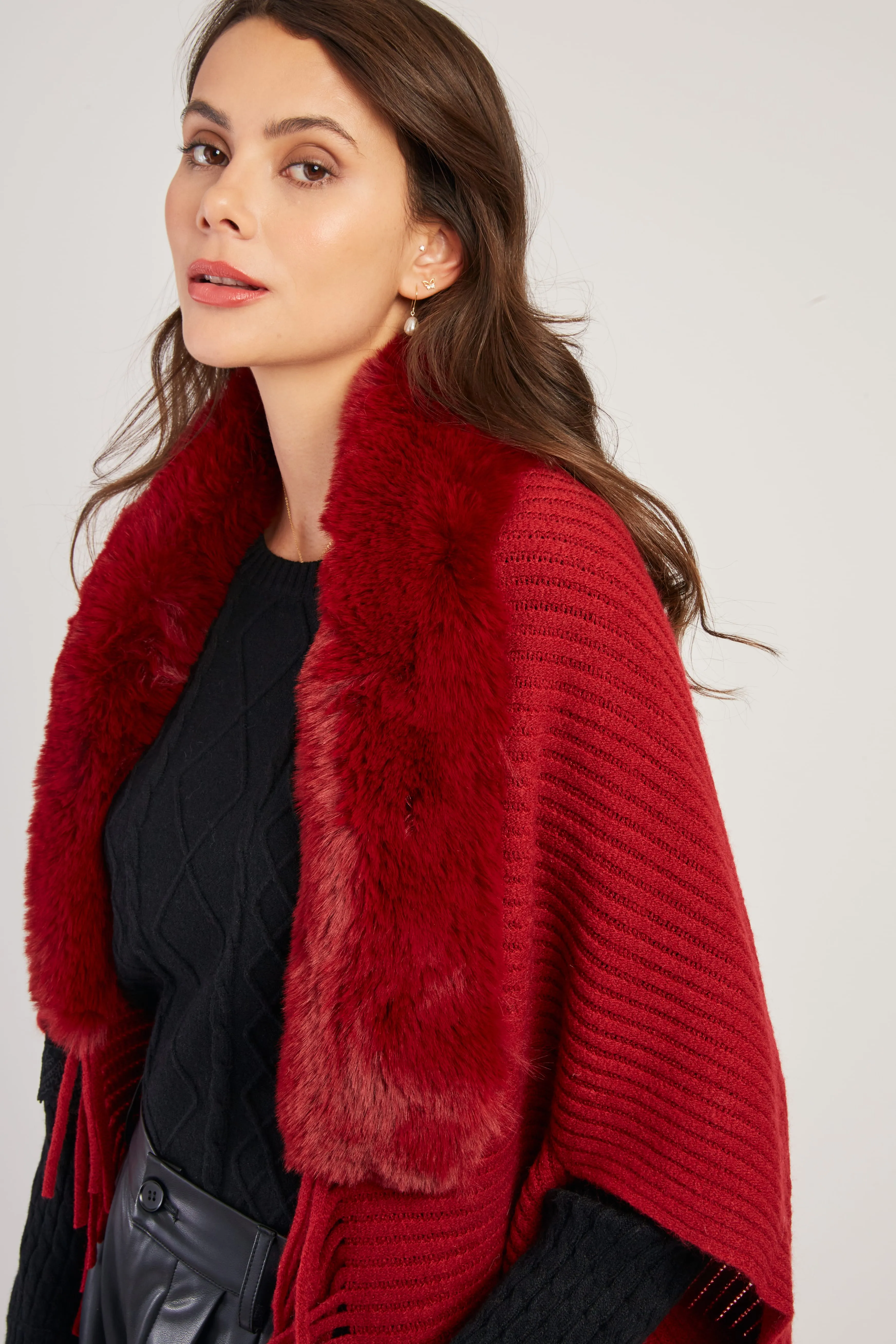 Nelly Faux Fur Shrug/Shawl  -Kelly Green