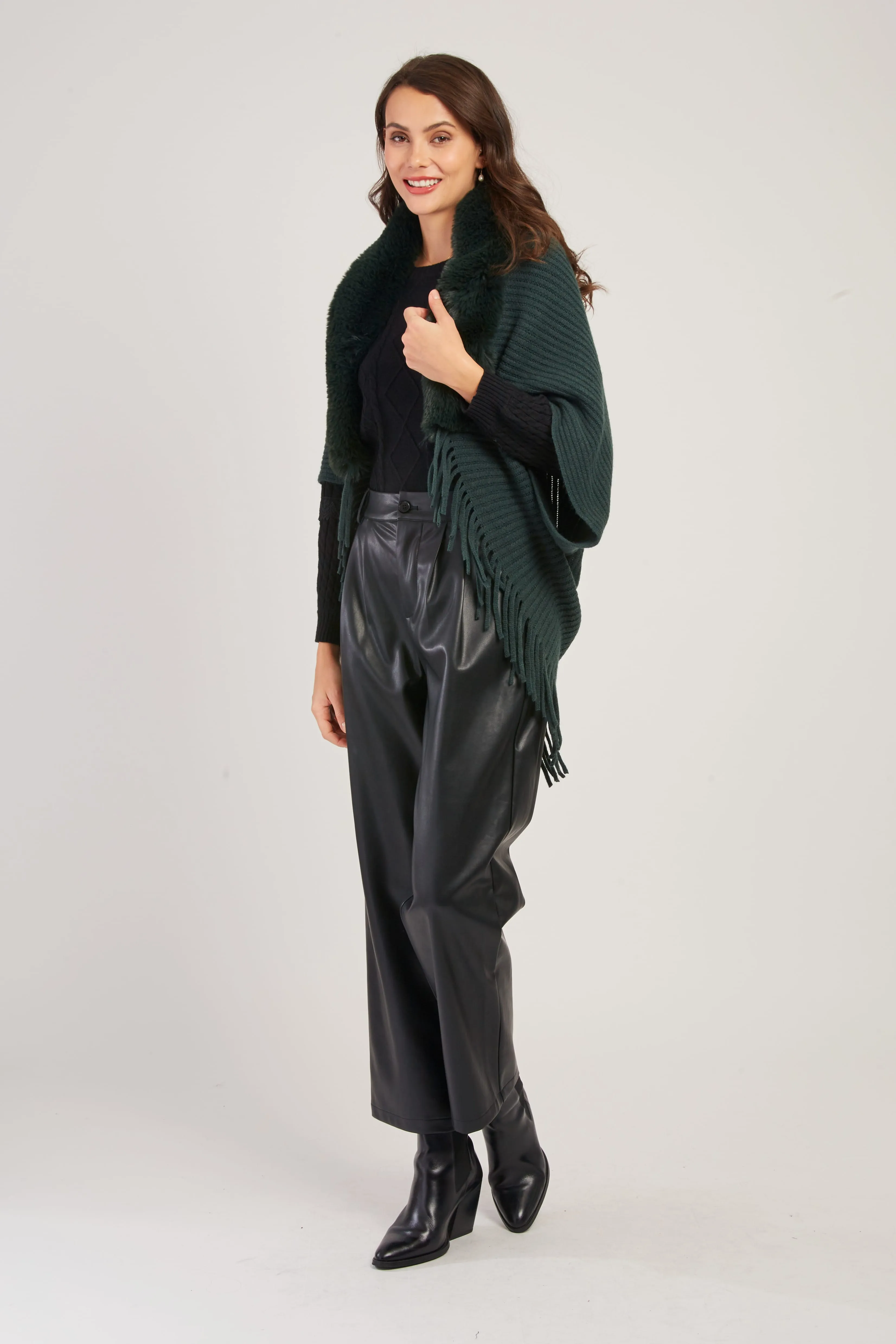 Nelly Faux Fur Shrug/Shawl  -Kelly Green