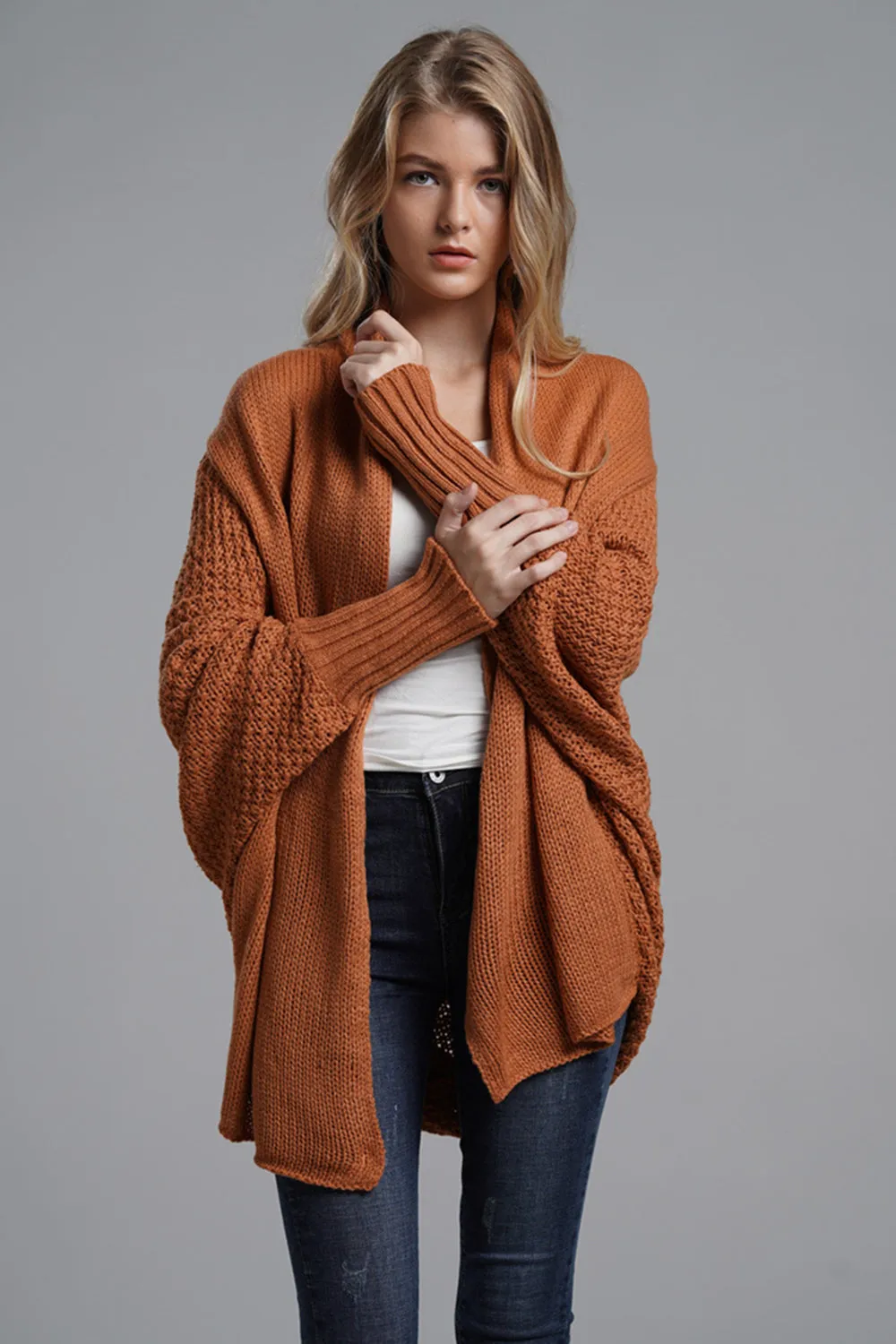 Open Front Batwing Sleeve Cardigan