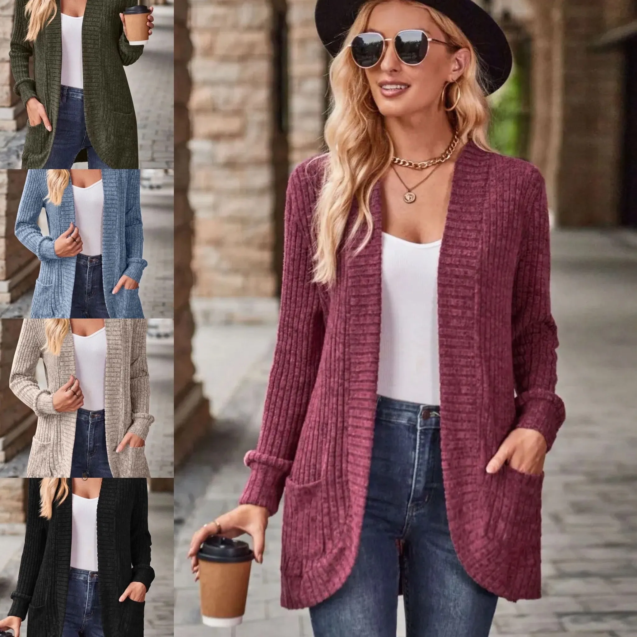 Open Front Cardigan with Pockets