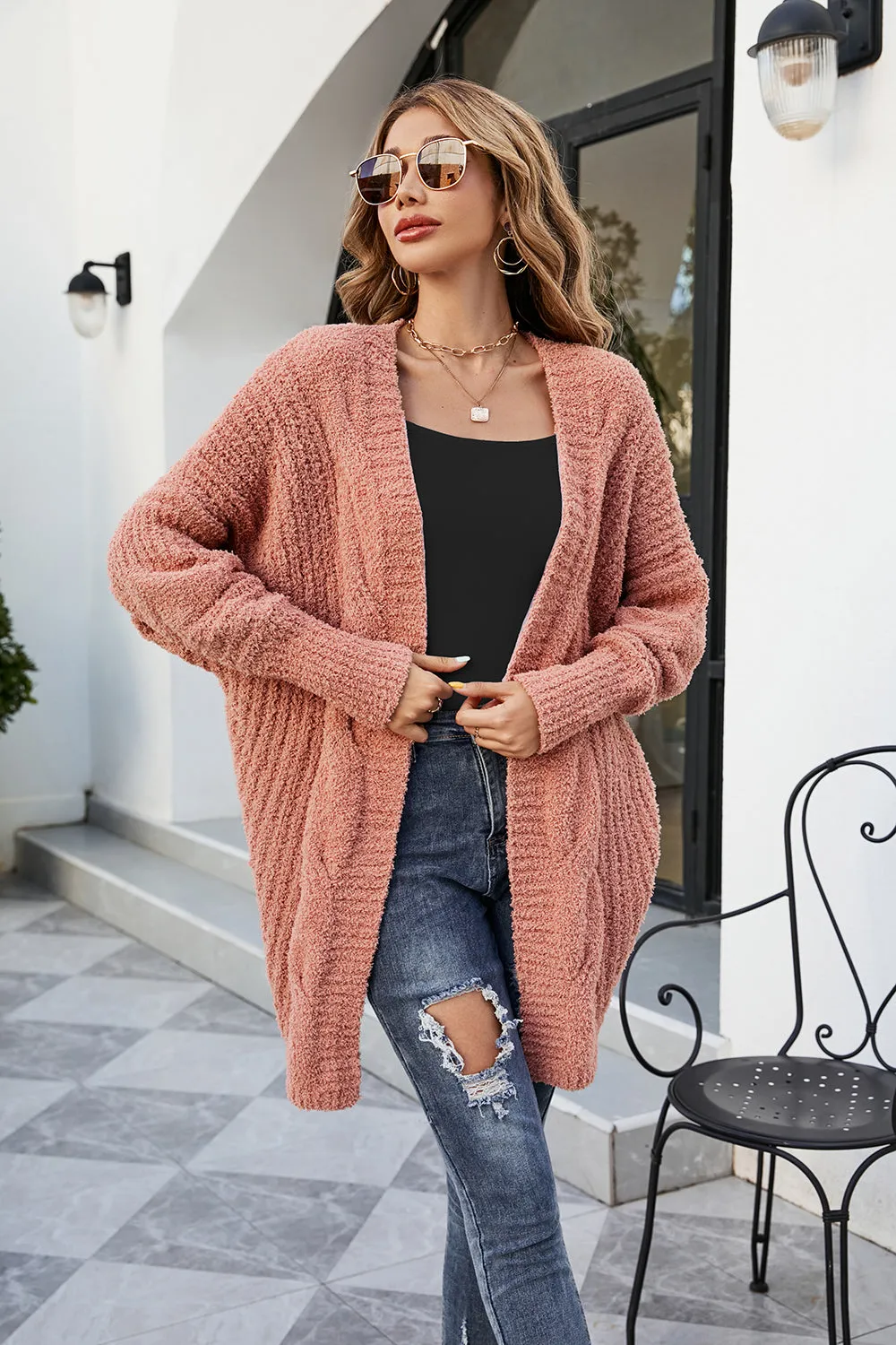 Open Front Dolman Sleeve Cardigan