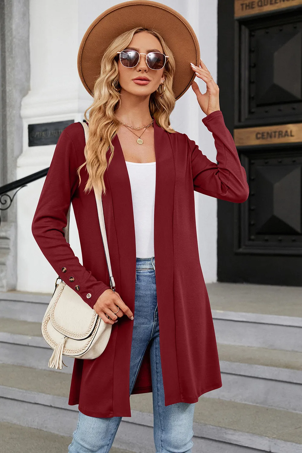 Open Front Long Sleeve Cardigan