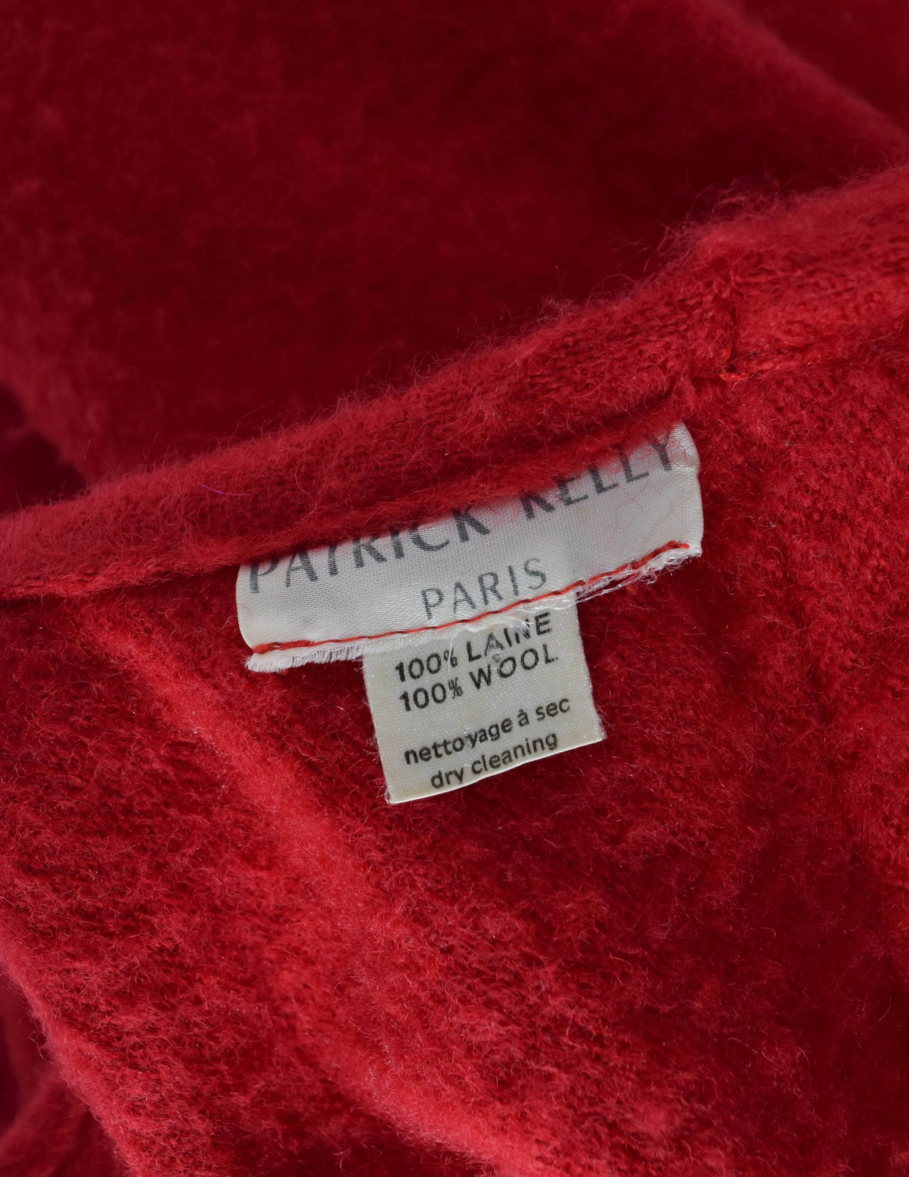 Patrick Kelly Vintage 1980s Red Wool Mohair Dramatic Oversized Cape Coat