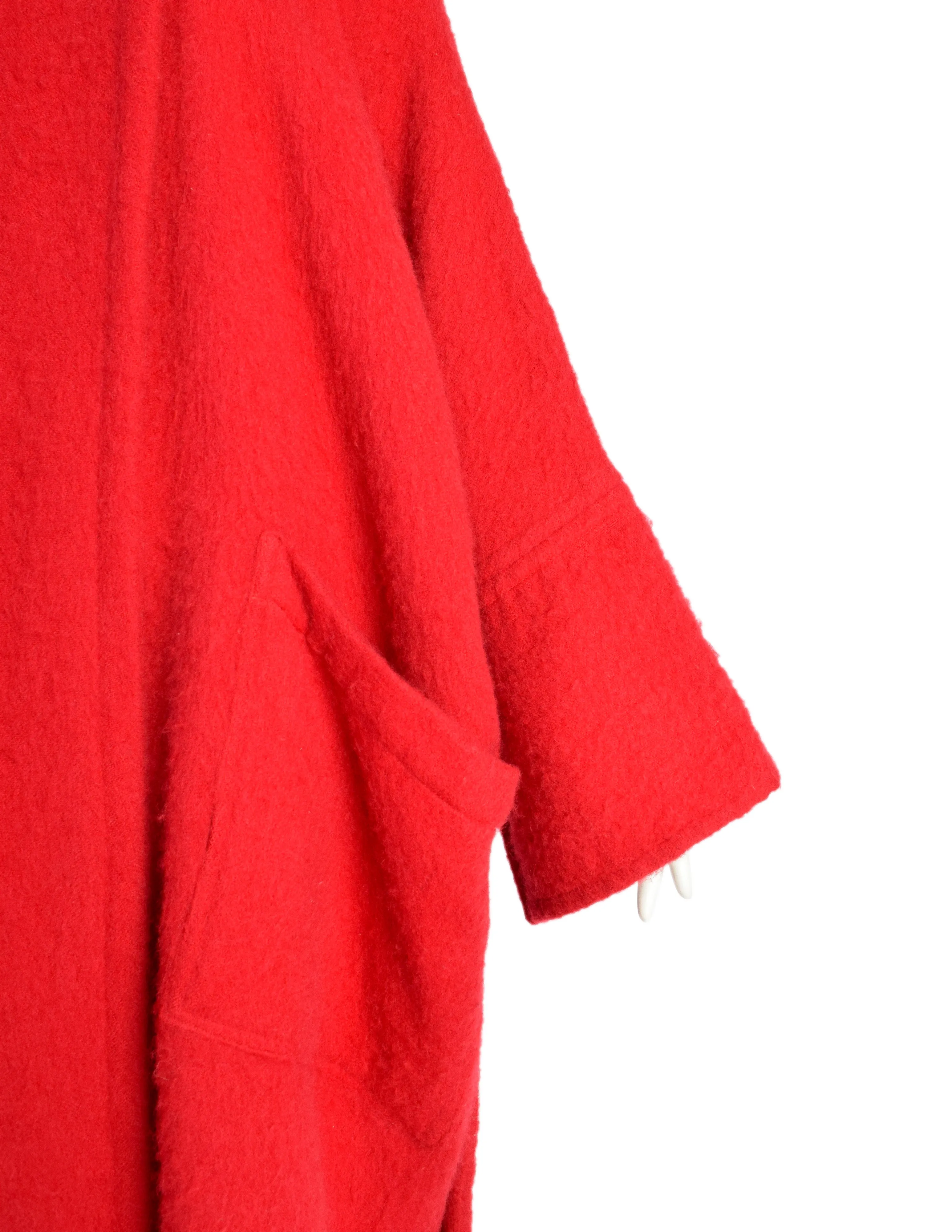 Patrick Kelly Vintage 1980s Red Wool Mohair Dramatic Oversized Cape Coat