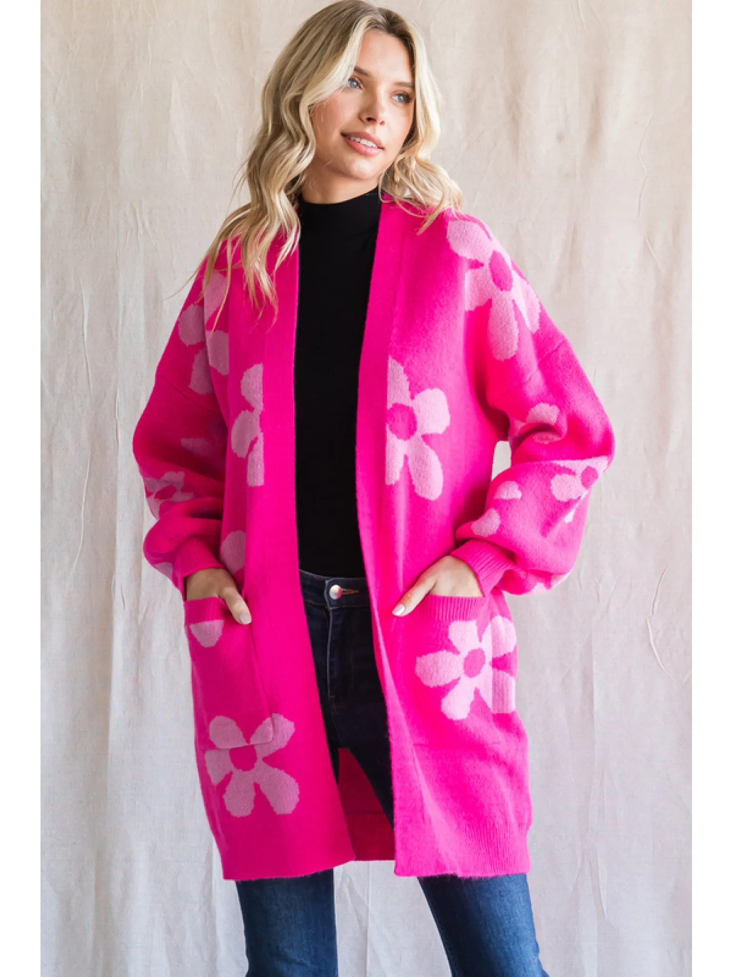 Pink Flower Power Cardigan