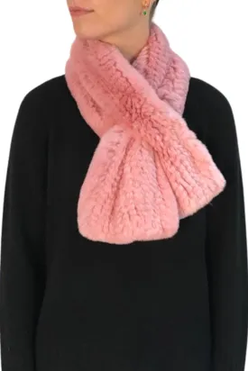 Pink Knitted Rex Rabbit 'Loop' Designer Fur Scarf