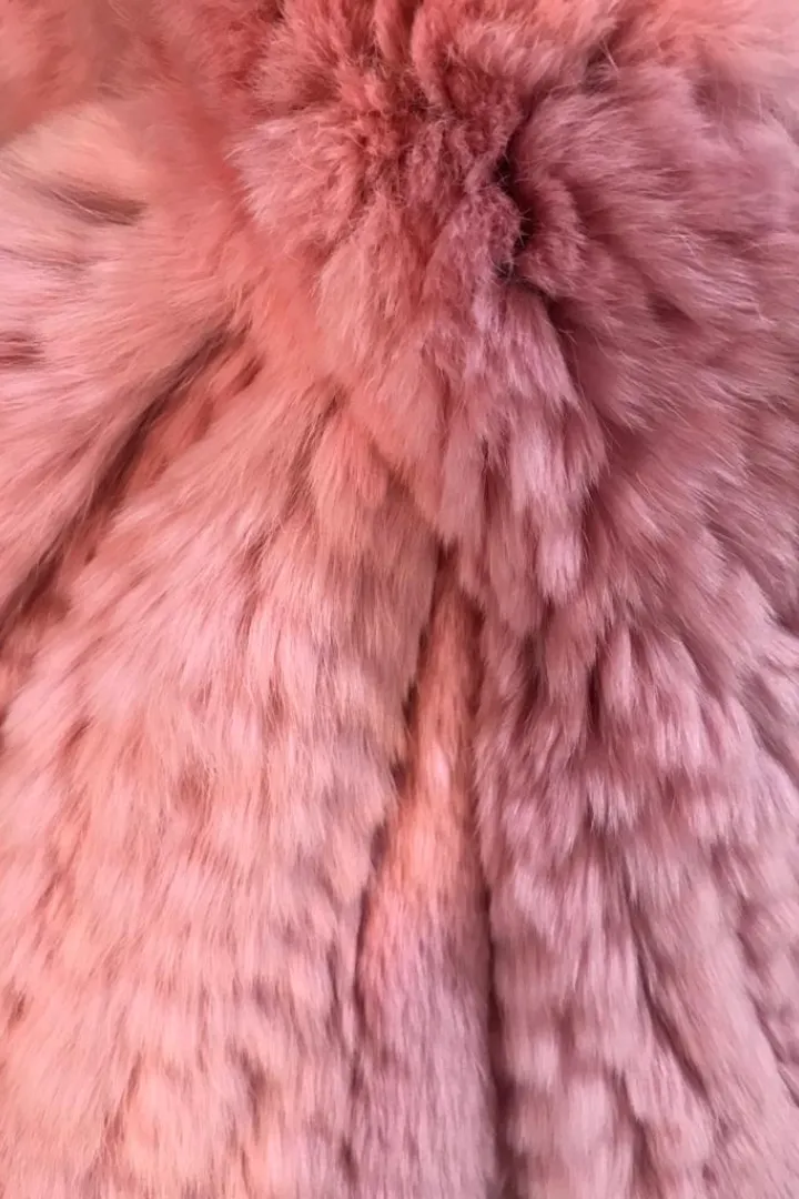 Pink Knitted Rex Rabbit 'Loop' Designer Fur Scarf