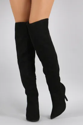 Qupid Suede Pointy Toe Over-The-Knee Stiletto Boots