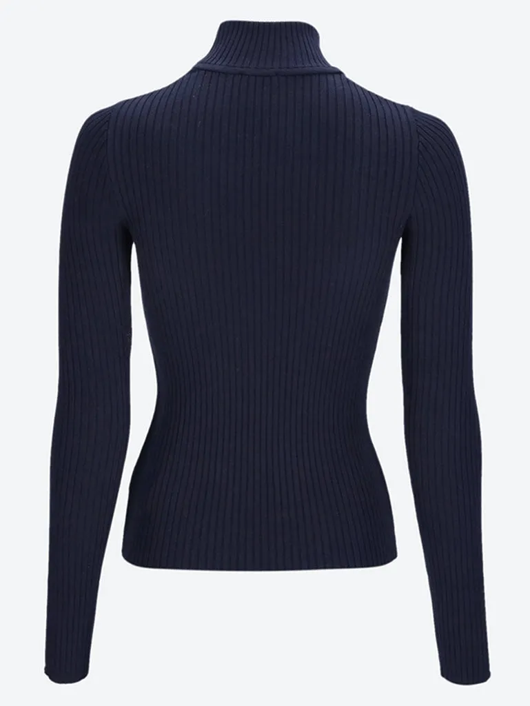 Reedition mockneck rib knit sweater