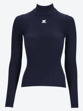 Reedition mockneck rib knit sweater