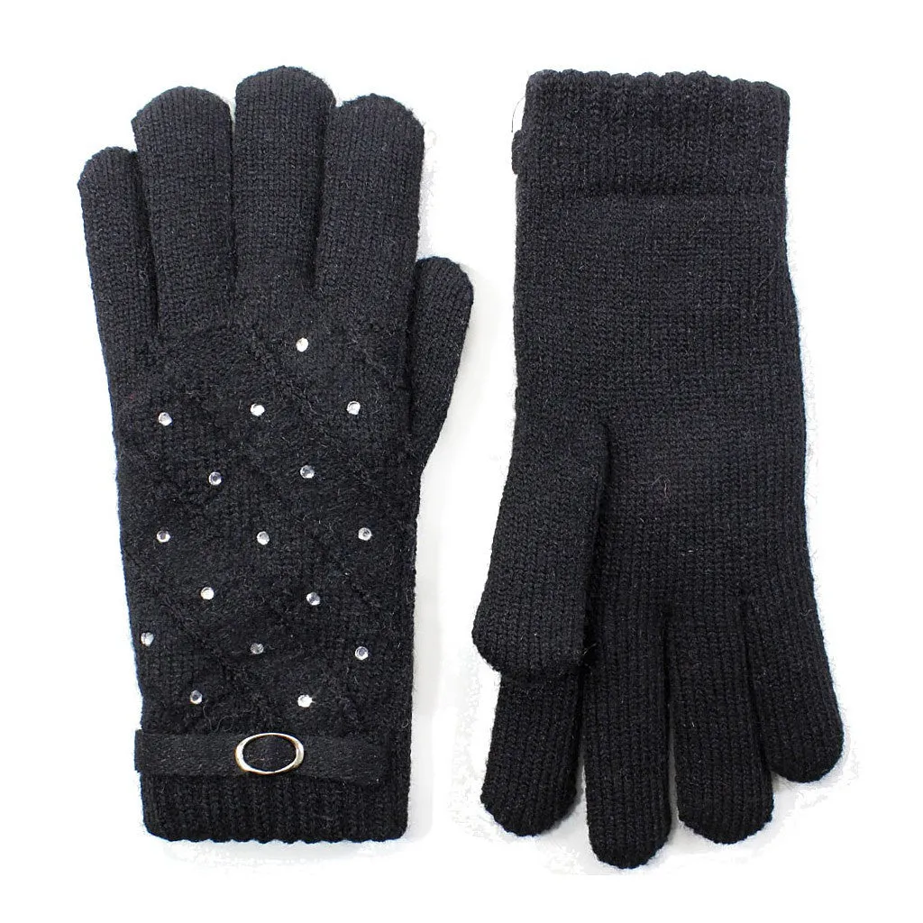 Rhinestone Studded Gloves Lined