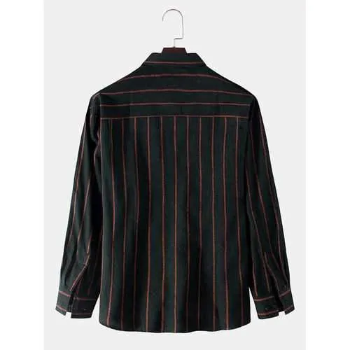 Stripe Little Tag Long Sleeve Shirts