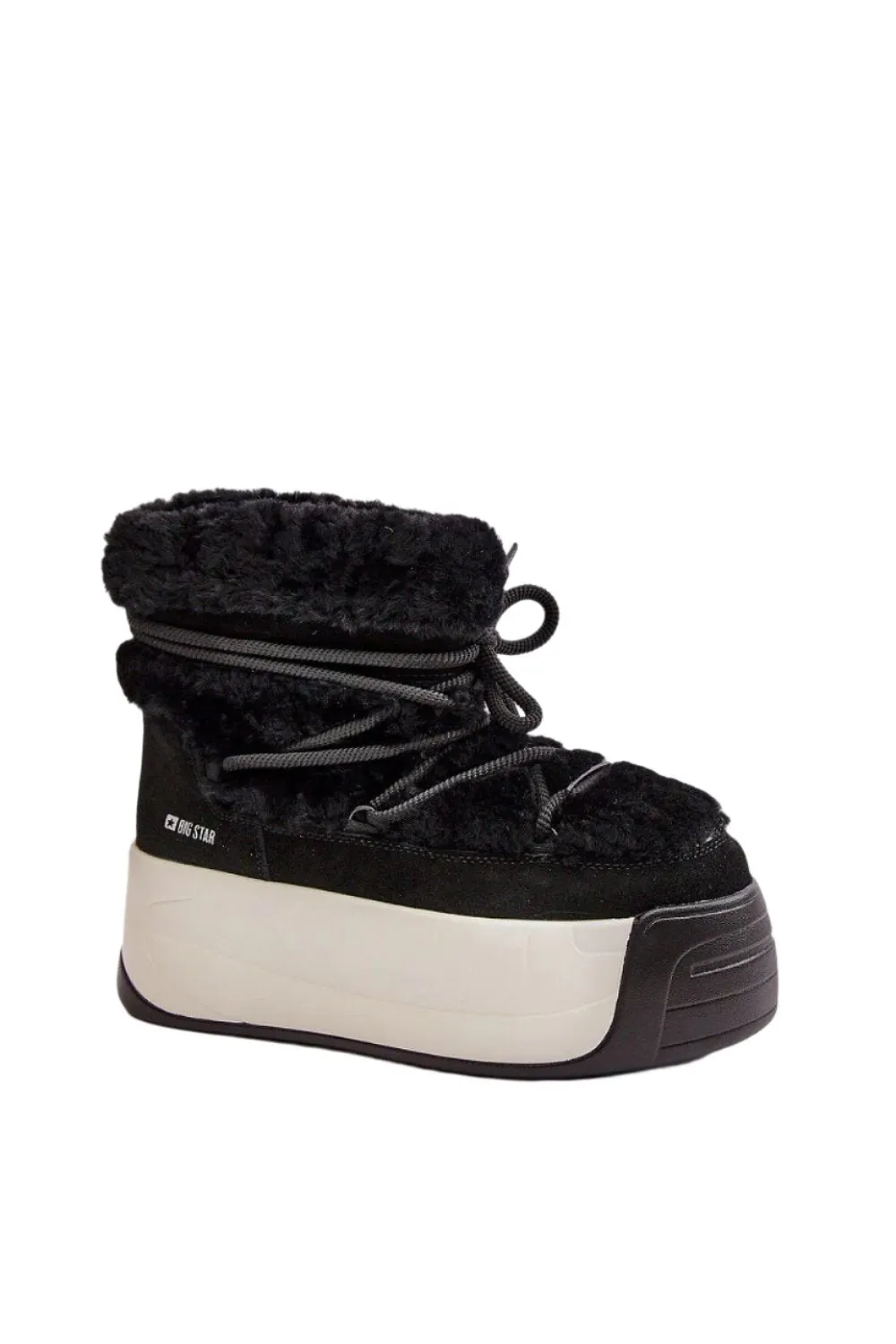 TEEK - Black Canoe Laced Fluff Snow Boots