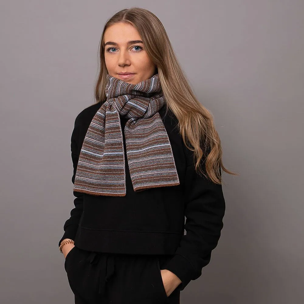 The Burghley - Tweed Jacquard Scarf - Hazelnut