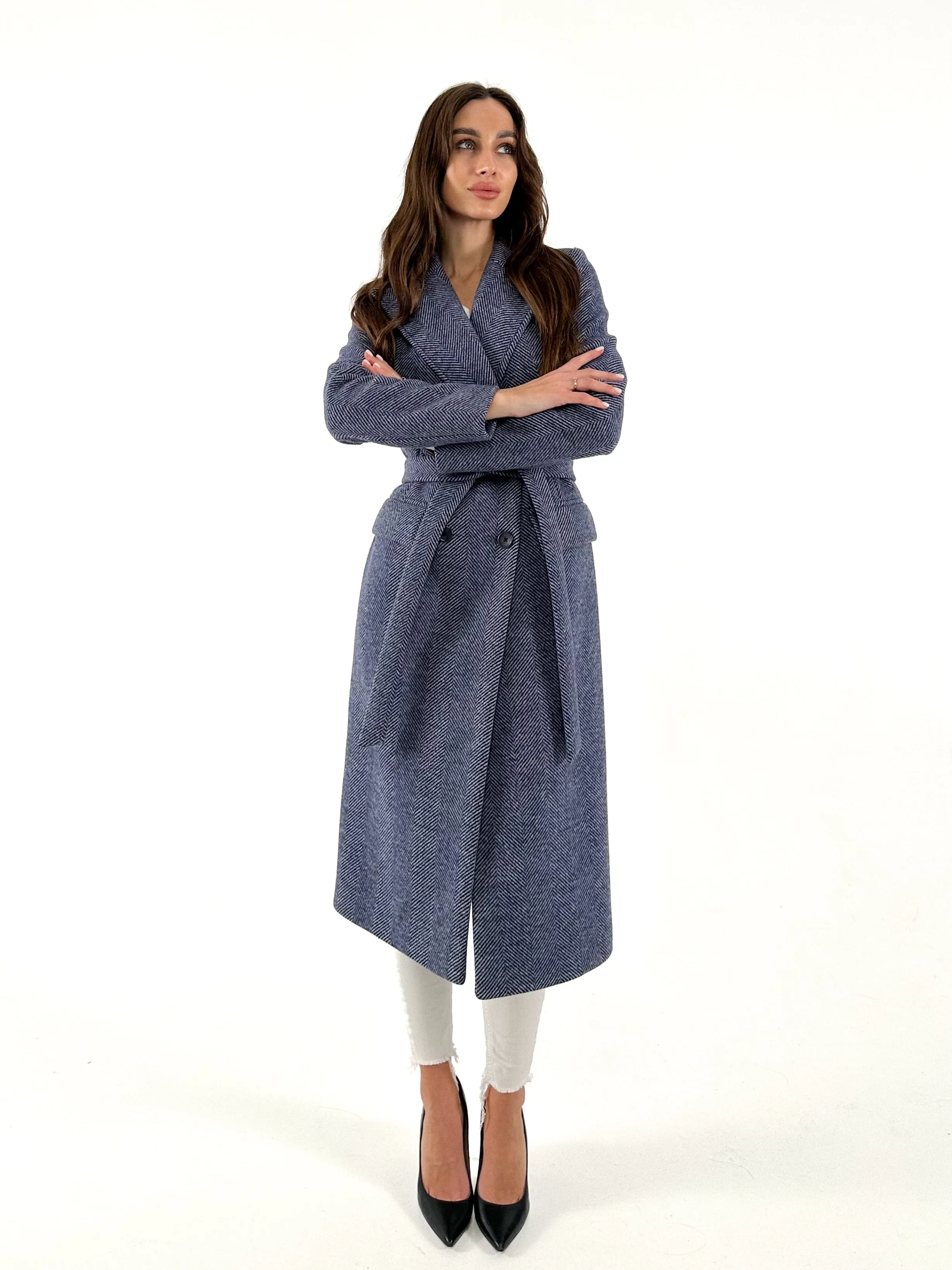 Twill Wool Blend Belted Coat