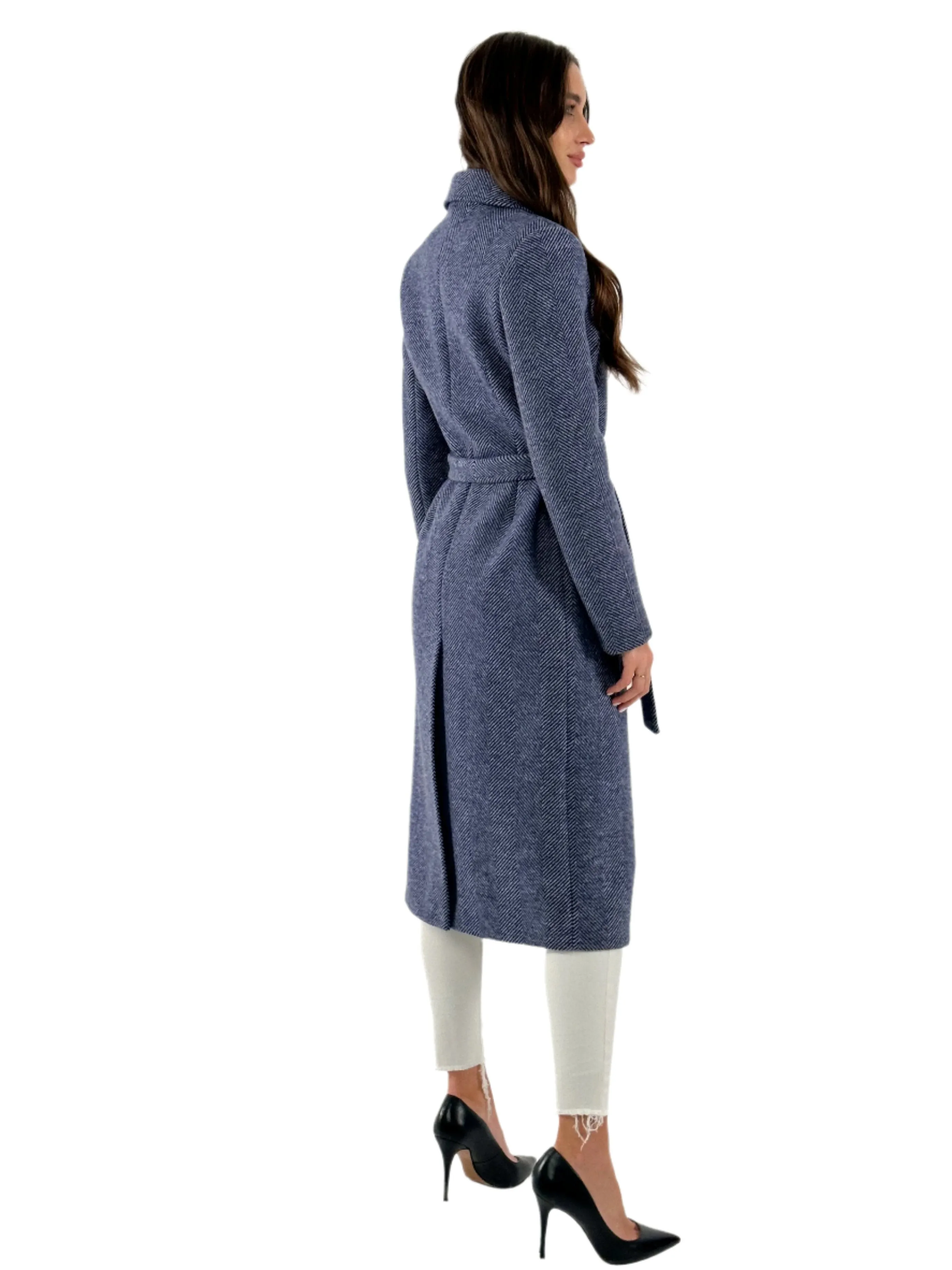 Twill Wool Blend Belted Coat