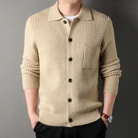 Twist Jacquard Lapel Sweater Cardigan Men's Outer Wear