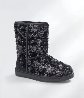 UGG Womens Classic Short Chunky Sequin Black