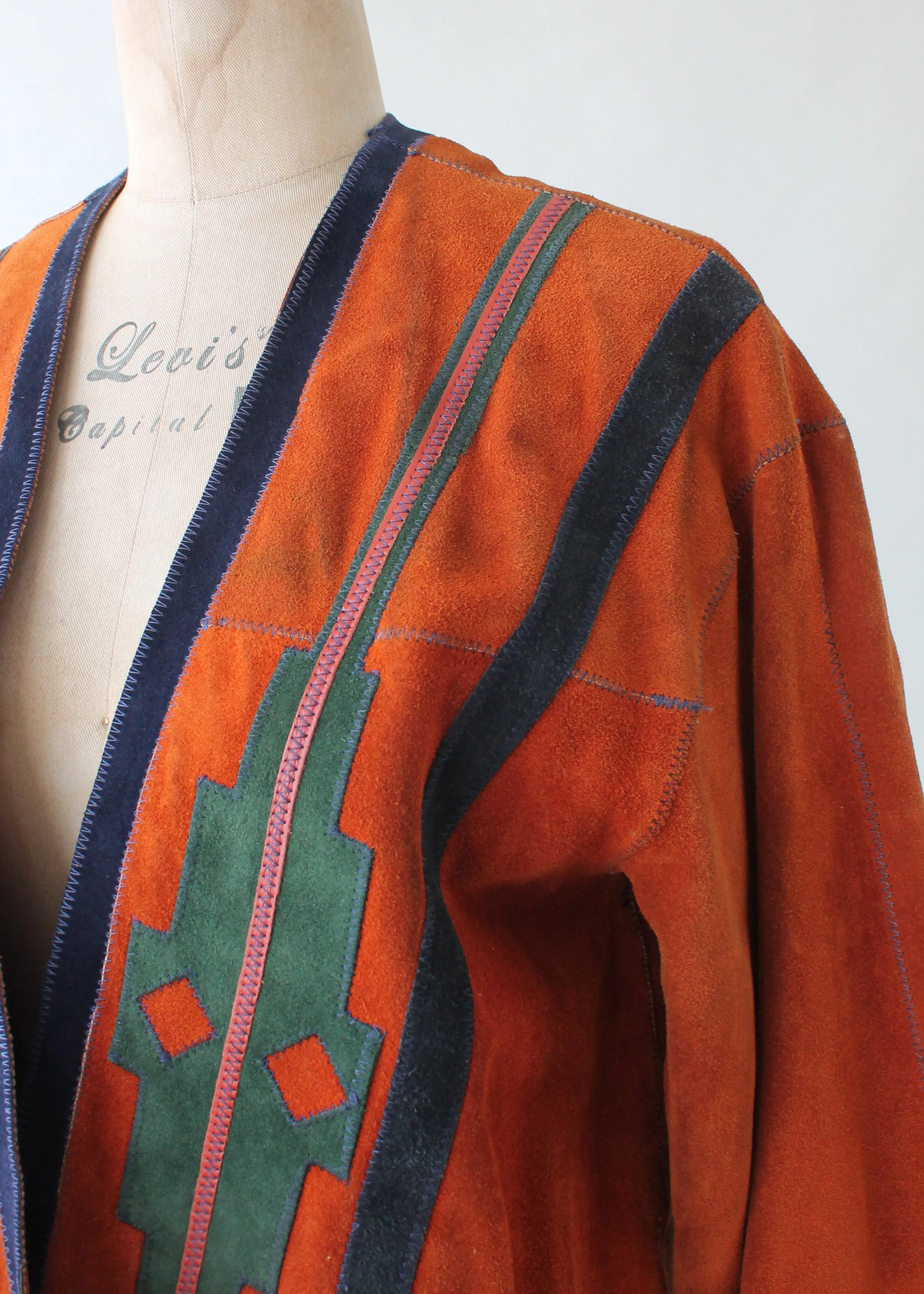 Vintage 1970s Patchwork Suede Wrap Jacket