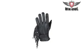 Women Full Finger Leather Gloves With Stylish Fringes