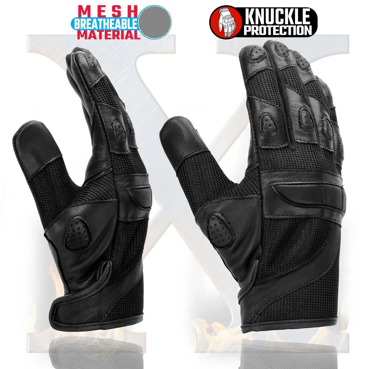 Xelement XG802 Women's Black Mesh Cool Rider Motorcycle Gloves