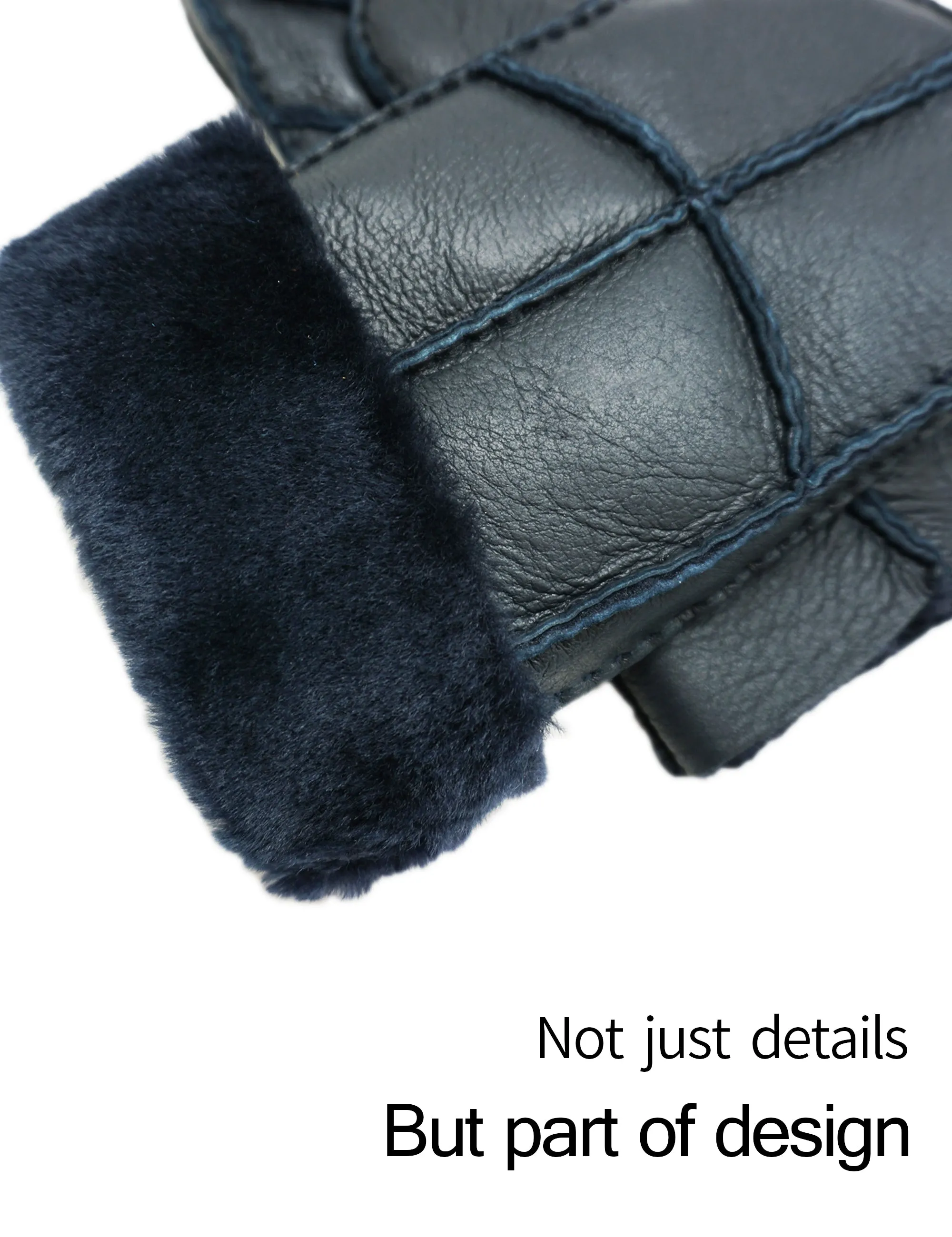 YISEVEN Men's Sheepskin Shearling Leather Gloves(Mittens)