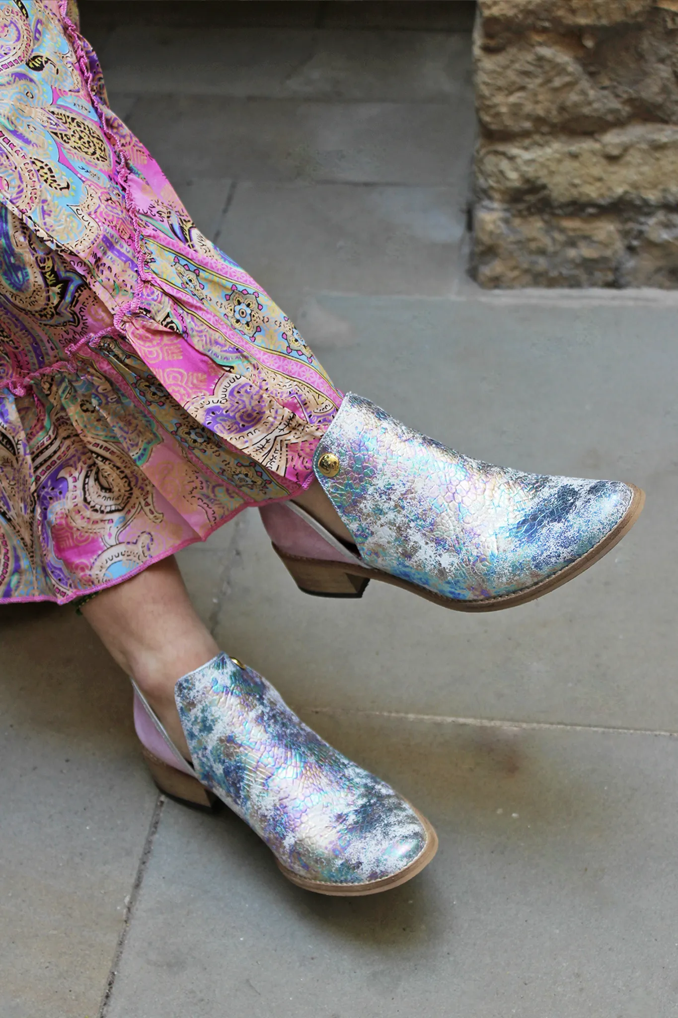 Zippette- Multi pastel snake-ankle boot